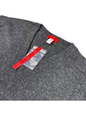 NEW Jennie Liu Men's 100% Cashmere V-Neck Pullover Sweater Gray • 2XL